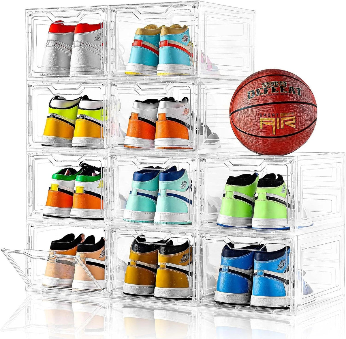 10-Pack Large Shoe Box Clear plastic stackable shoe box,holds up to size13 shoes 07FC0E-D4 - KOEEK