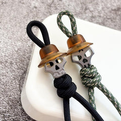 Titanium PEI Skull Knife Lanyard Bead Paracord Keychain Pendant EDC Charm DIY 07FC0E-D4 - KOEEK