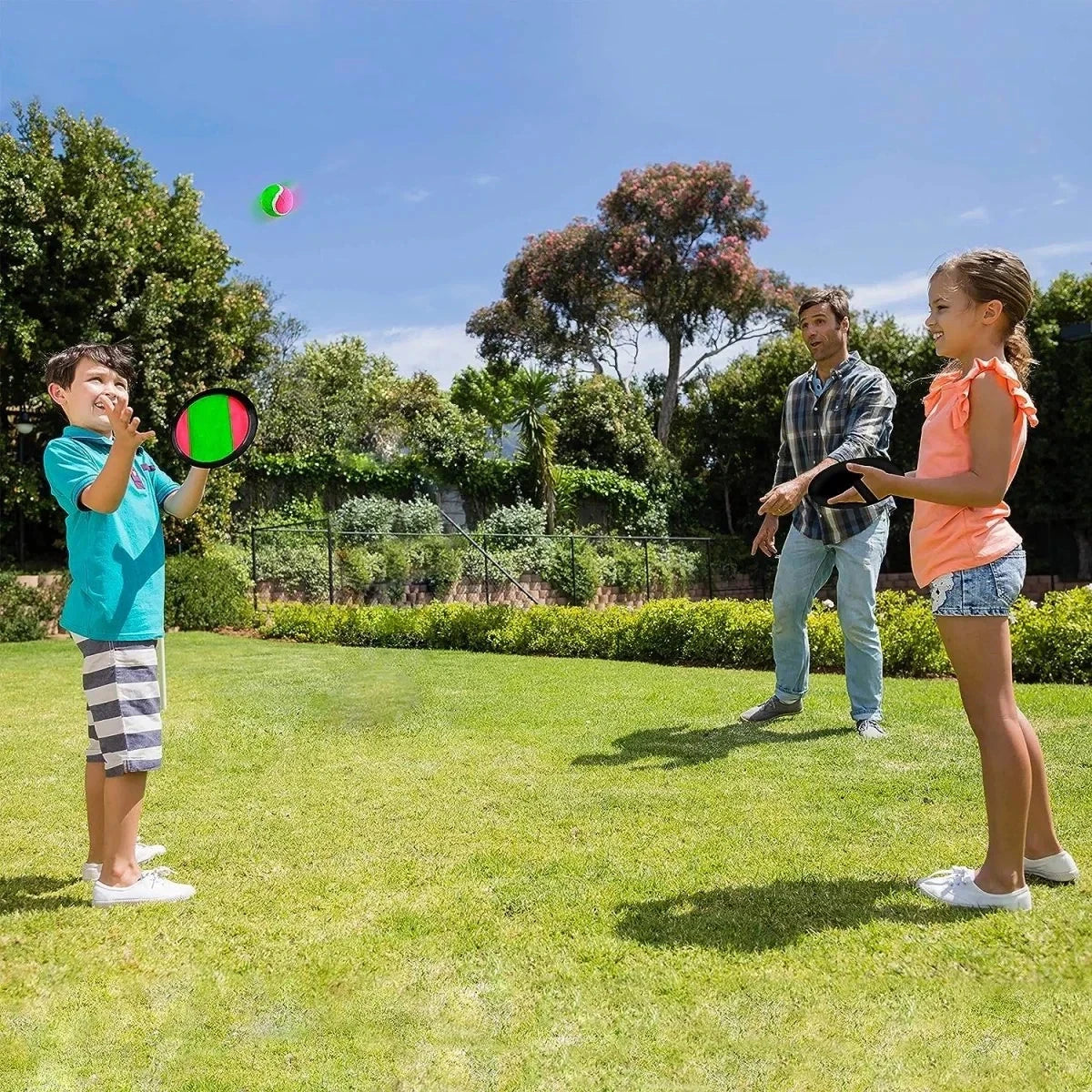 Toss & Catch Game Set 2 Velcro Catch Discs 7.3" & Ball Outdoor Kids Sports Toy VELCRO - KOEEK