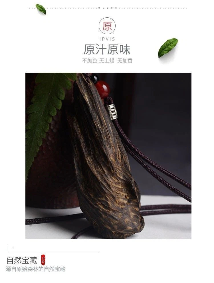 Vietnam Agarwood Pendant Natural Black Ky Nam Old Wood Carved Necklace 07FC0E-D4 - KOEEK