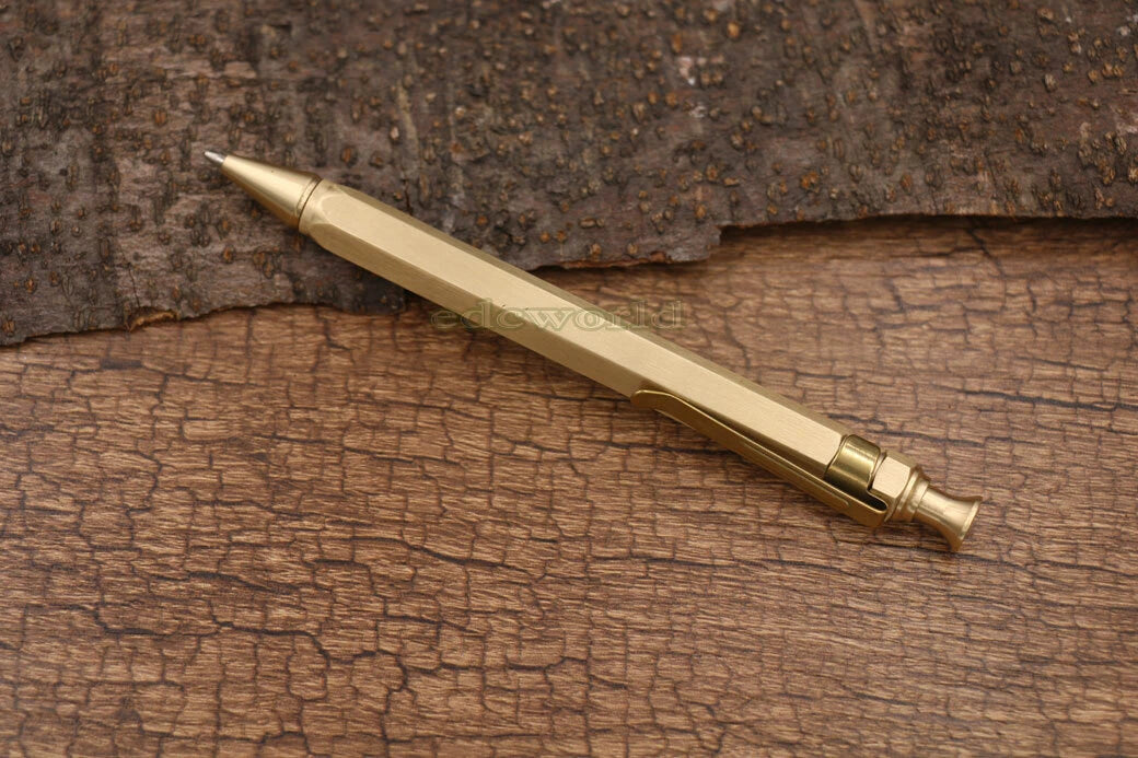 Hot EDC Handmade Brass Spring Retro Brass Pocket Pen Ball Point Pen P-22TP HANDMADE - KOEEK