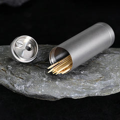 Titanium Waterproof Pill Bottle Toothpick Case EDC Travel Storage 07FC0E-D4 - KOEEK