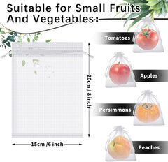 200 Pcs Fruit Protection Bags with Drawstring - White, 6 x 8 Inch 07FC0E-D4 - KOEEK