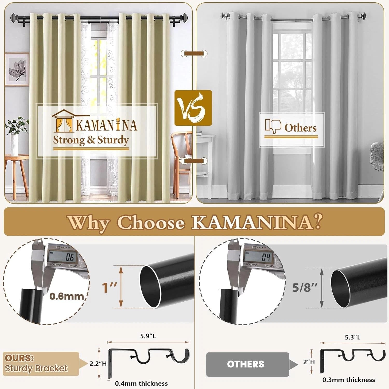 1-inch double curtain rod,adjustable length range from 72 to 144 inches 07FC0E-D4 - KOEEK