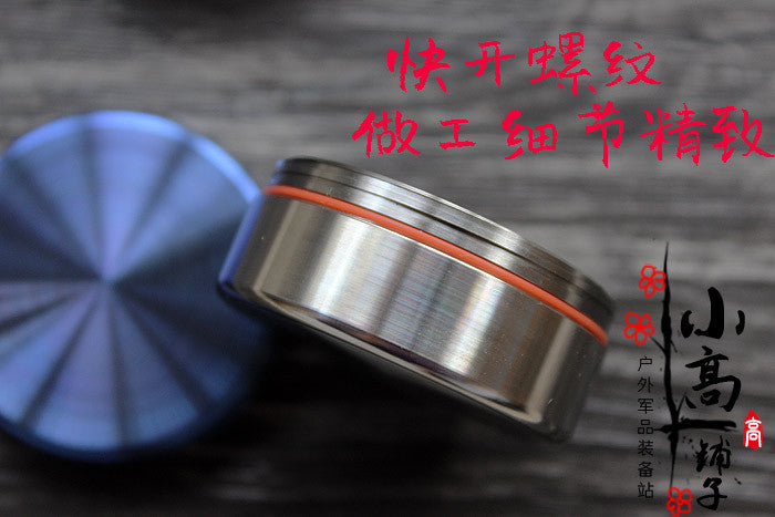 Titanium Round Waterproof Mini Pill Box Case Travel Medicine Container EDC Box 07FC0E-D4 - KOEEK