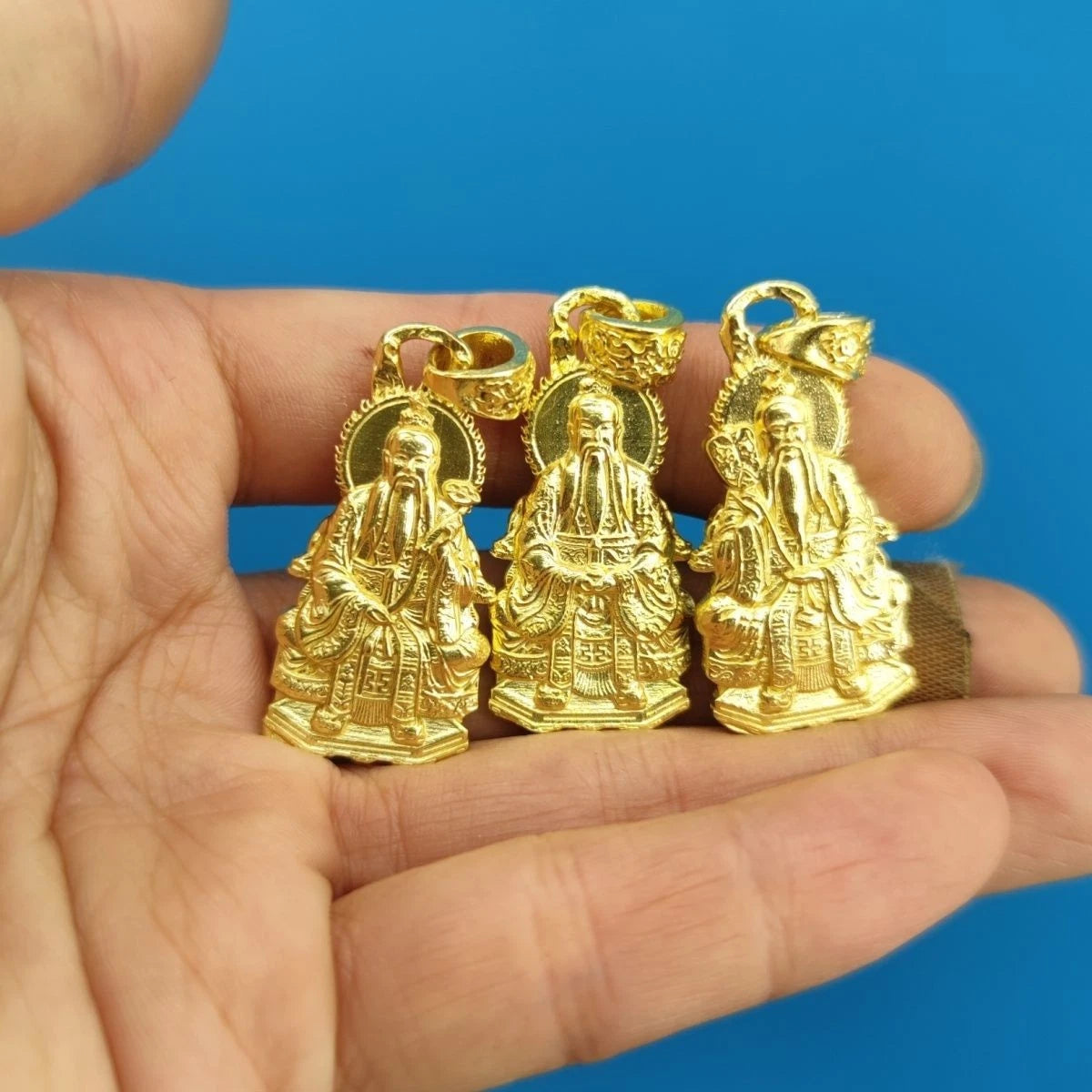 Brass Taoist Three Pure Ones Pendant Set Taishang Laojun Car Hang Amulet 07FC0E-D4 - KOEEK