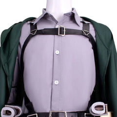 Attack on Titan Levi·Ackerman Cloak Shirt Pants Belt Anime Armor Cosplay Costume 07FC0E-D4 - KOEEK
