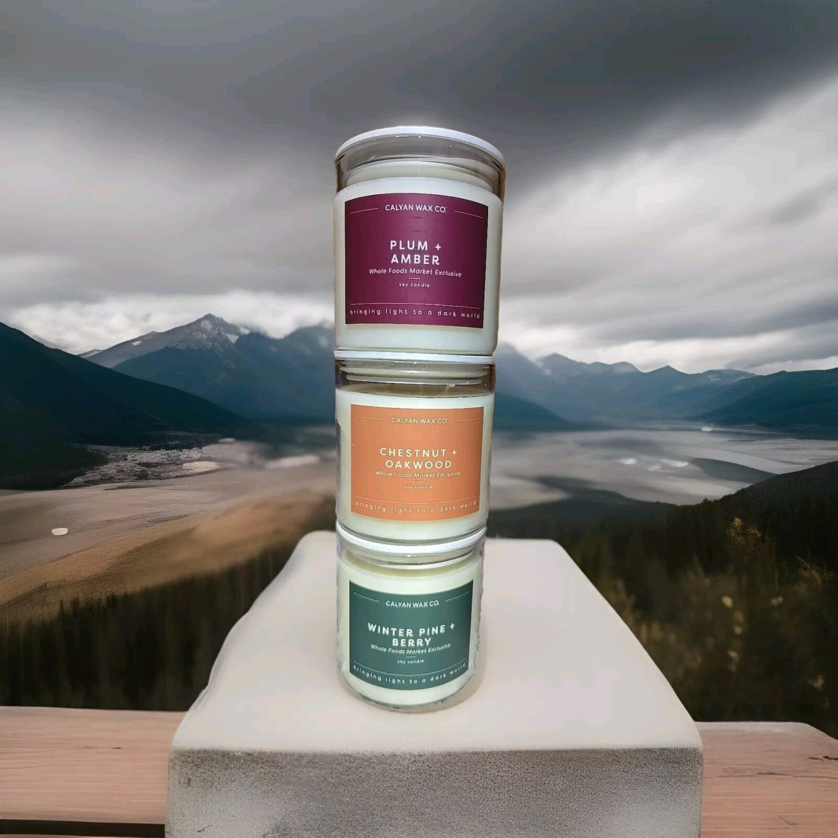 (3) Calyan Wax Co Whole Foods Exclusive Candles Winter Pine Plum Chestnut 8.8oz 07FC0E-D4 - KOEEK