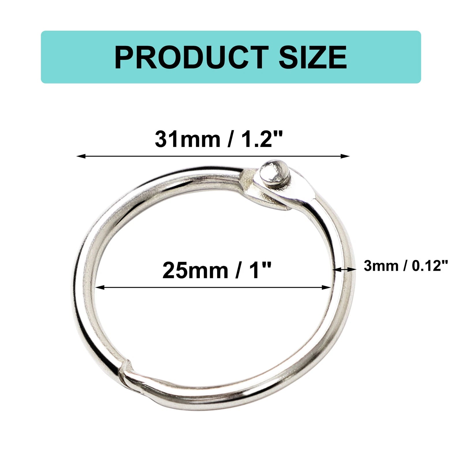 1" Loose Leaf Binder Rings Metal 20 pcs Office Book Rings Hinge Locking Rings 07FC0E-D4 - KOEEK