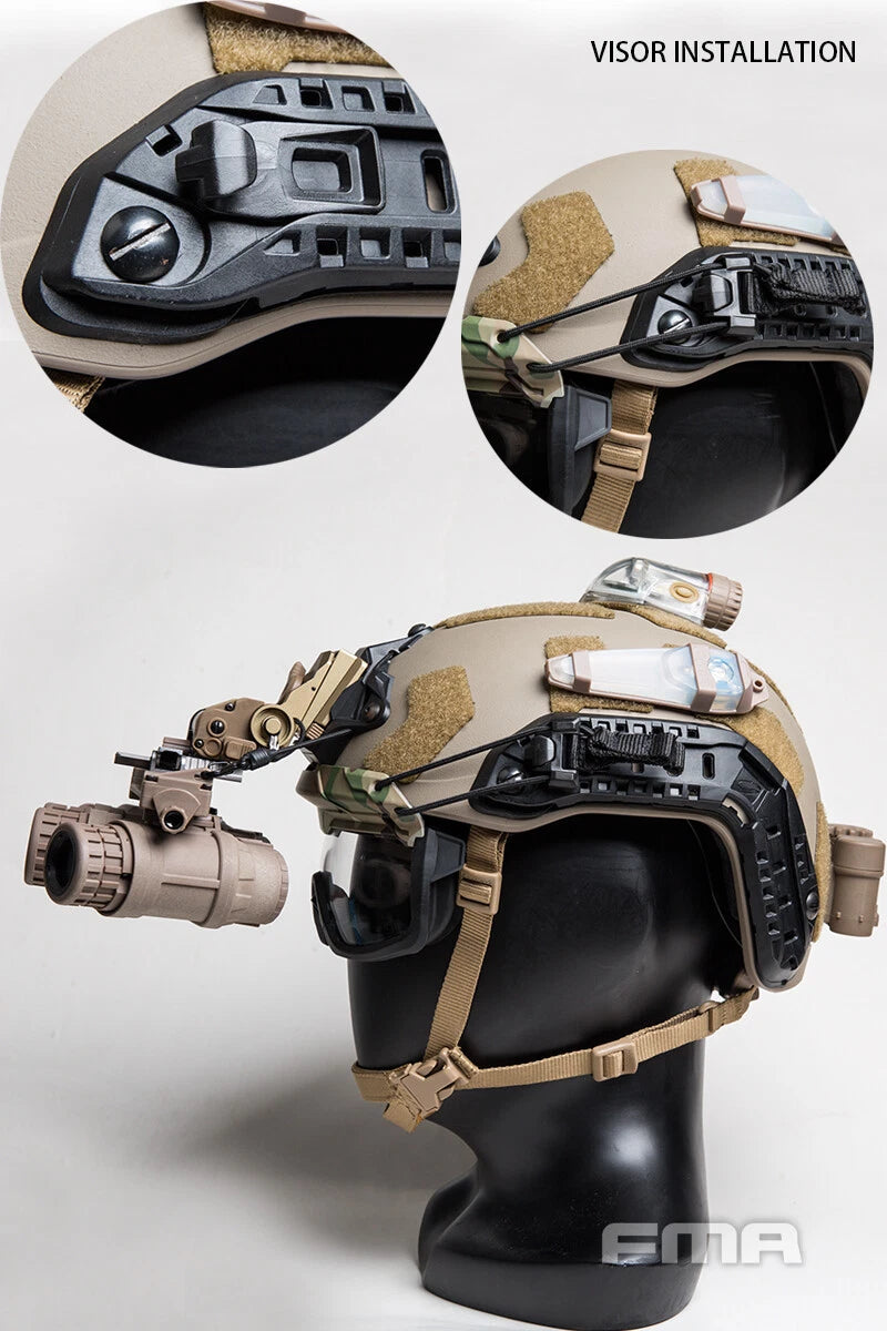 FMA Tactical Helmet Goggles Anti-fog Transparent 3MM Lens Rail Clips FAST Helmet 07FC0E-D4 - KOEEK