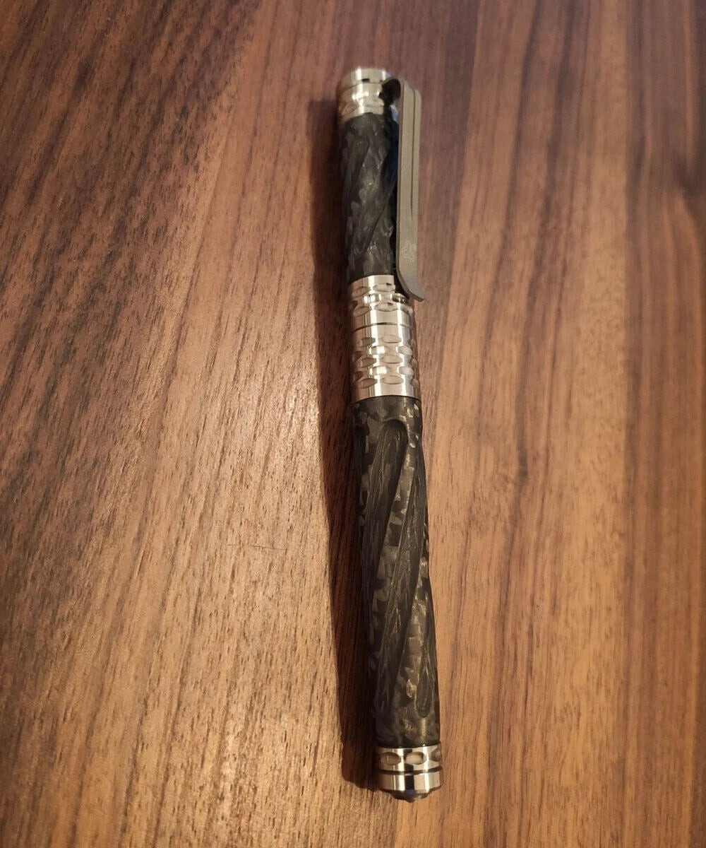 Swirl Solid Titanium Carbon Fiber Ball Pen Business Office Signature Gel Pen EDC 07FC0E-D4 - KOEEK