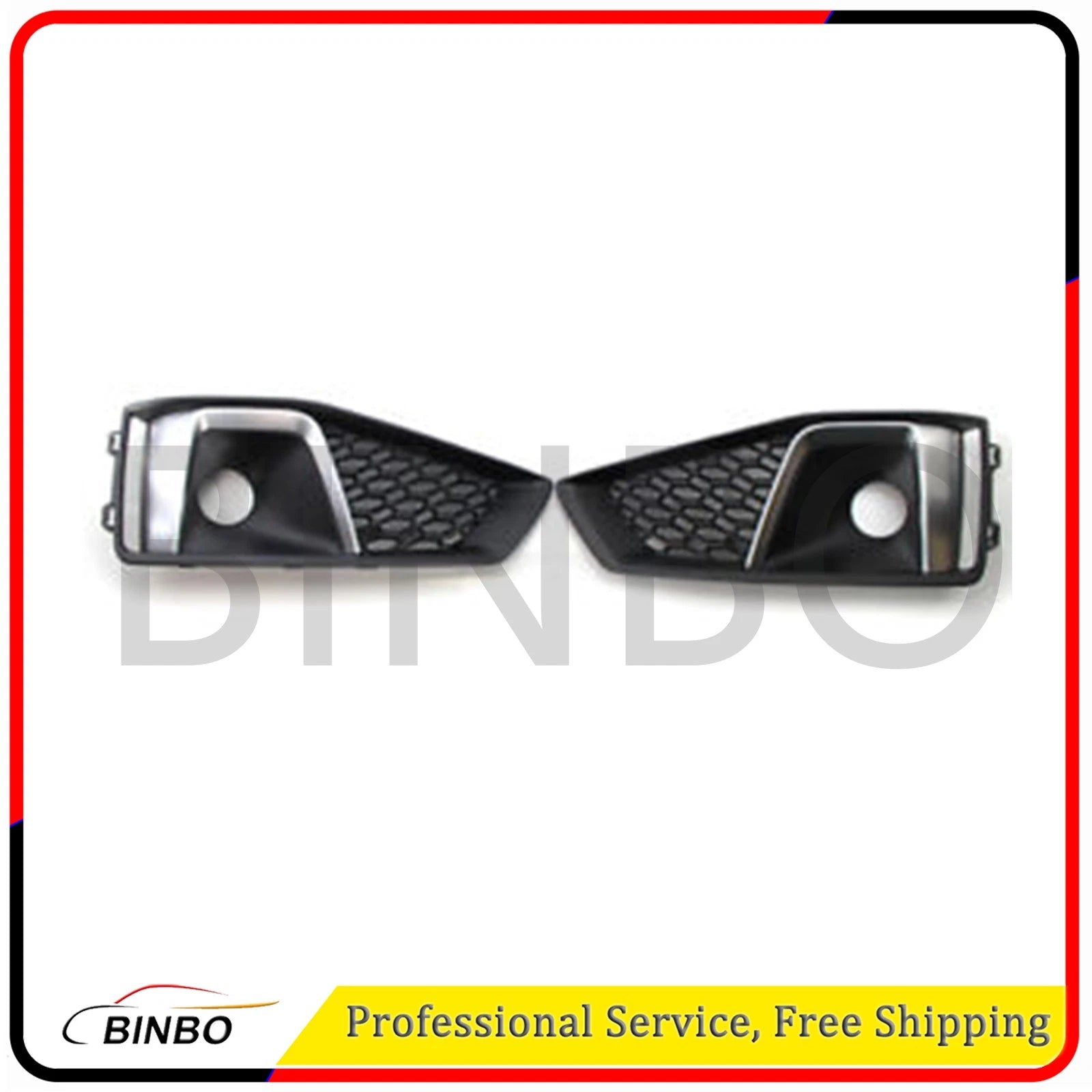 Fit For AUDI A4 B9 S-Line S4 2019 Honeycomb Bumper Grill Fog Light Grille Glossy 07FC0E-D4 - KOEEK