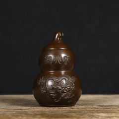 13.8cm Bagua Fire Dragon Gourd Bottle Figurine Feng Shui Copper Home Decor 07FC0E-D4 - KOEEK