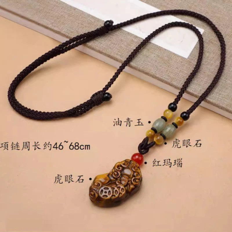 3.6cm Chinese Exquisitely Pi Xiu Necklace Pendant Sweater Chain Decoration 07FC0E-D4 - KOEEK
