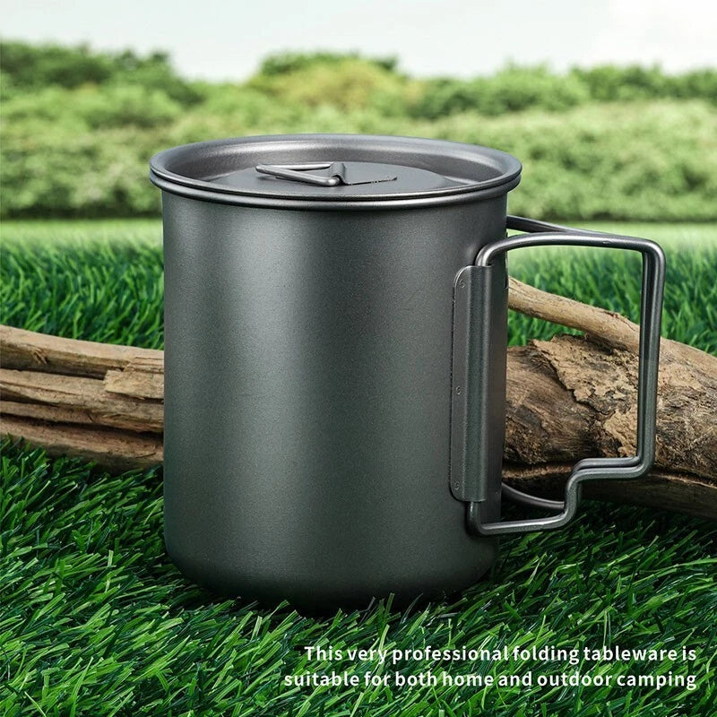 450ml Titanium Water Cup Ultralight Folding Handles Outdoor CampingCoffeeMug EDC 07FC0E-D4 - KOEEK