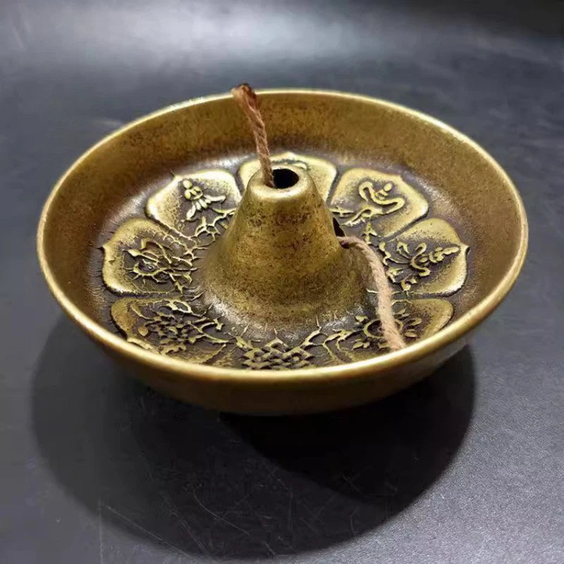 9.2cm Chinese Retro Brass Ornament Eight Treasures Oil Lamp Decoration 07FC0E-D4 - KOEEK
