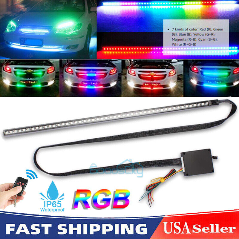 new 7 Color 48 LED RGB Scanner Flash Car Strobe Knight Rider Kit Strip Grille Light