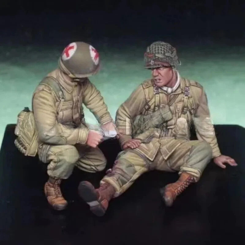 1/35 Resin Figure Model Kit WWII US Army Soldier 2 Figures Unassembled Unpainted 07FC0E-D4 - KOEEK