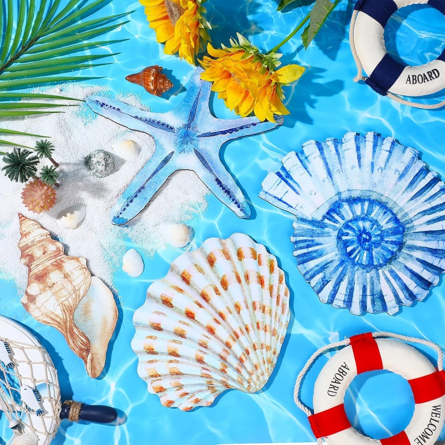 new Yookeer 4 Pcs Beach Wall Decor Seashell Starfish Large, As Pictures Shown YOOKEER - KOEEK