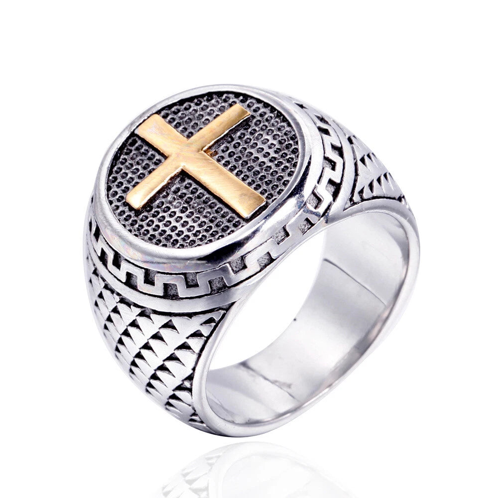 HotStainless Steel Mens Christian Cross Ring For Men Women Silver Size 7-13 07FC0E-D4 - KOEEK