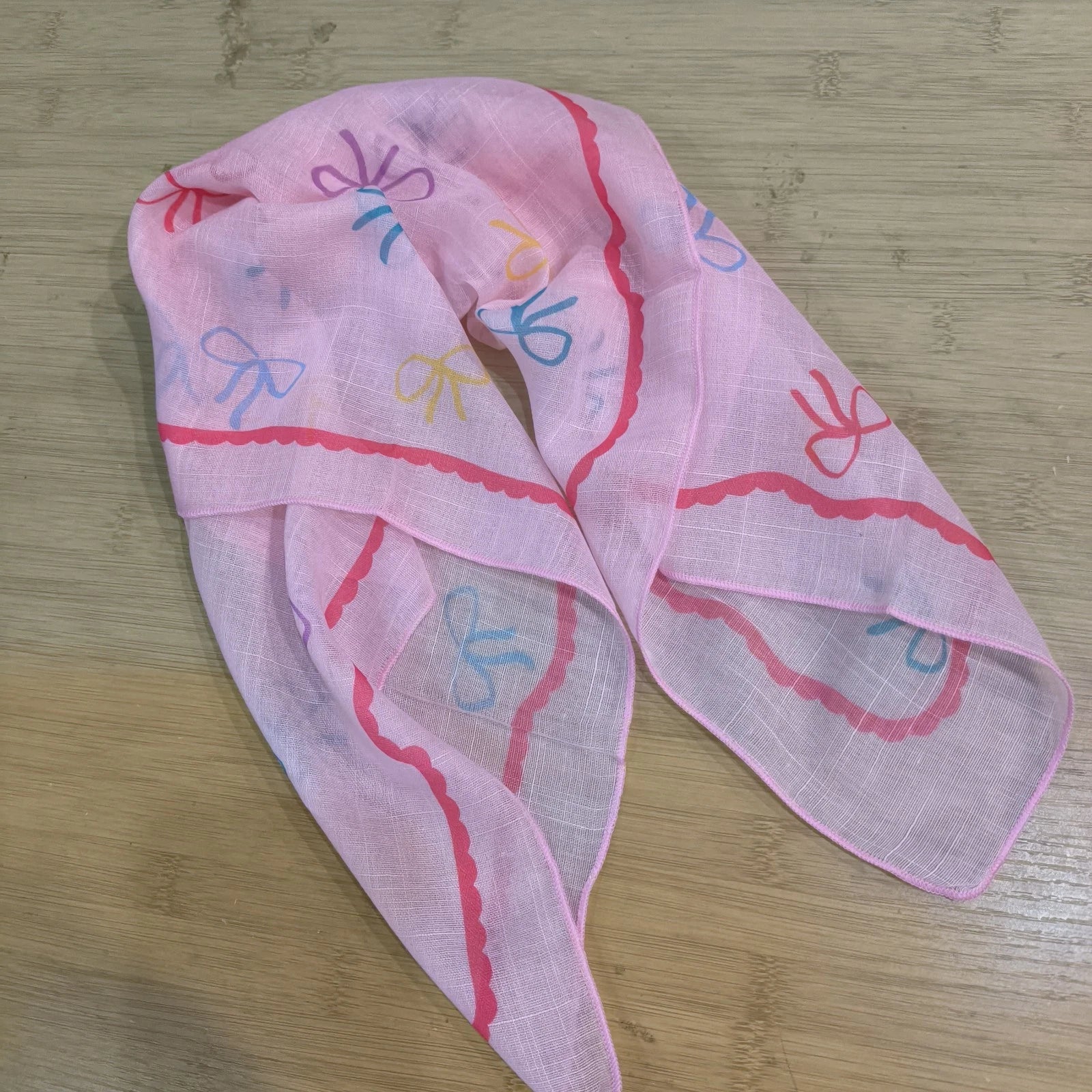 Womens Lovely Pink Bandana Scarf Neckerchief Shawl Bow Knots Graphic Scarves 07FC0E-D4 - KOEEK