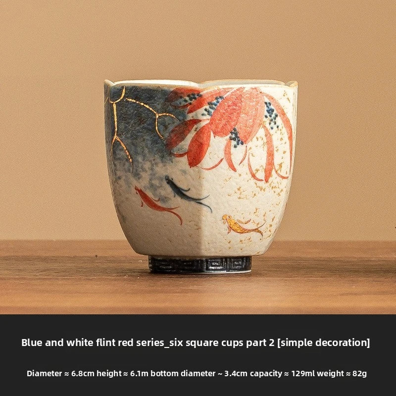 Blue and White Porcelain Master Cup Handpainted Lotus Koi Fish Tea Tasting Cup 07FC0E-D4 - KOEEK