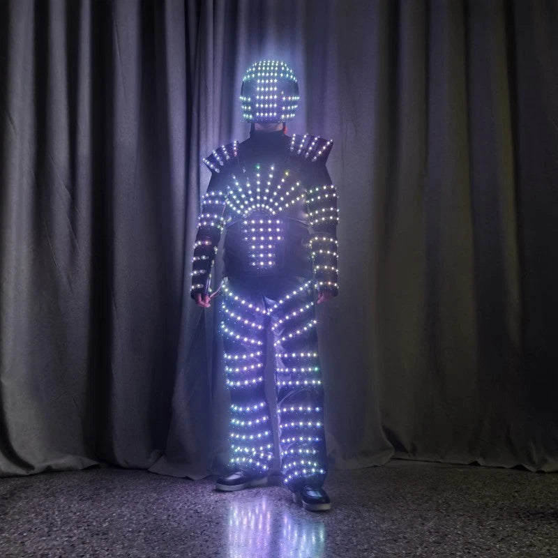 LED Robot 7 Colors Changing Luminous Armor Clothing Helmet Bar DJ Shows Costume 07FC0E-D4 - KOEEK