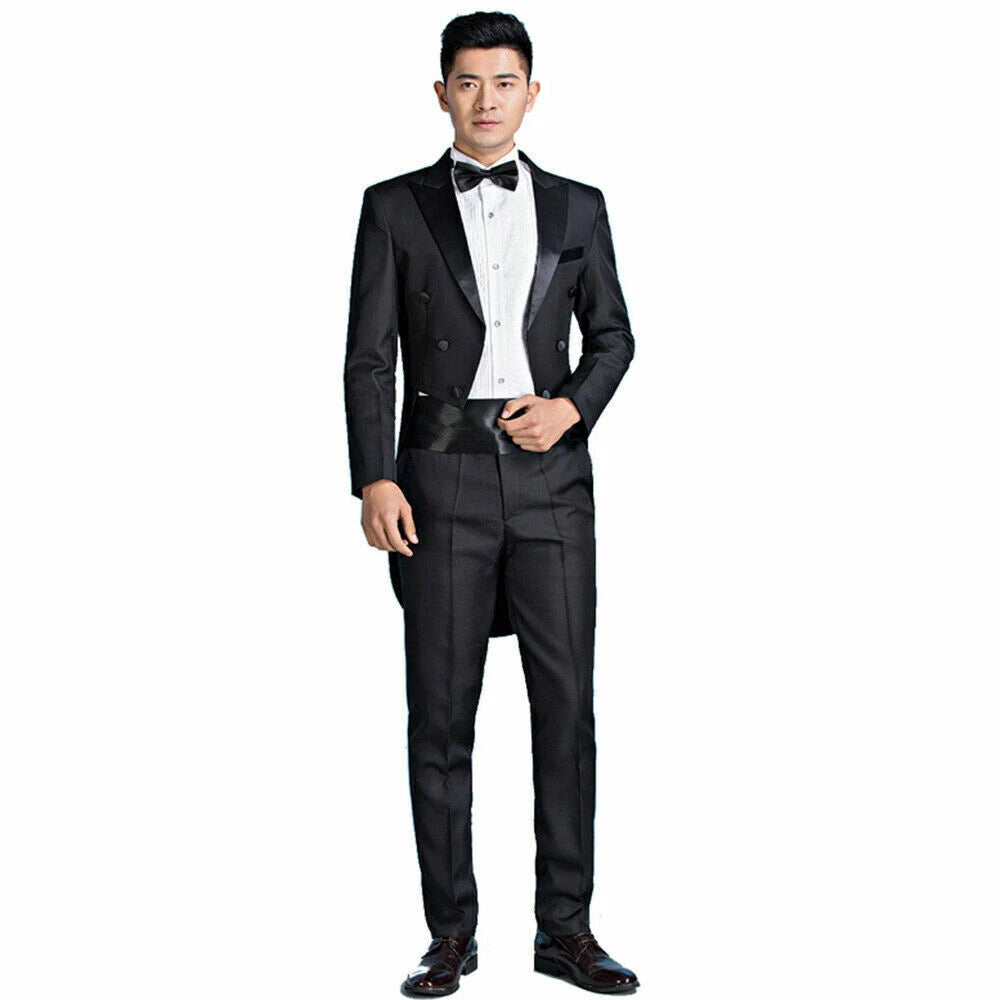 Tuxedo Morning Tailcoat Men Jacket Pants Suit Outfit Evening Tails Frock Coat 07FC0E-D4 - KOEEK