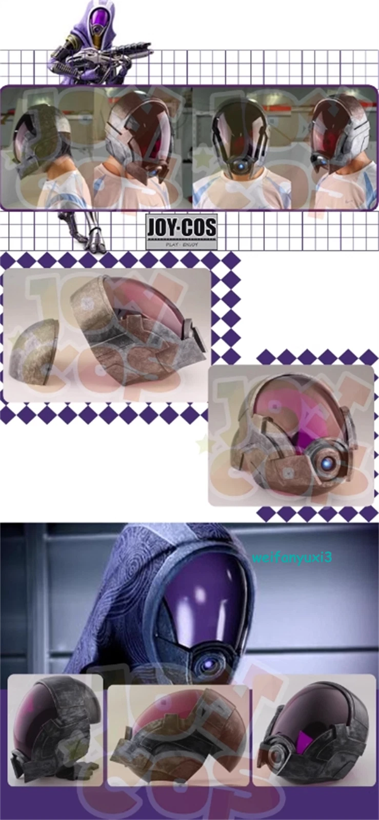Replica MASS EFFECT Tali Zorah Cosplay Helmet FRP Mask Headwear Halloween Prop 07FC0E-D4 - KOEEK