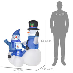 HOMCOM Inflatable Snowman Family Decoration w/ LED Lights Christmas Seasonal Fun HOMCOM - KOEEK