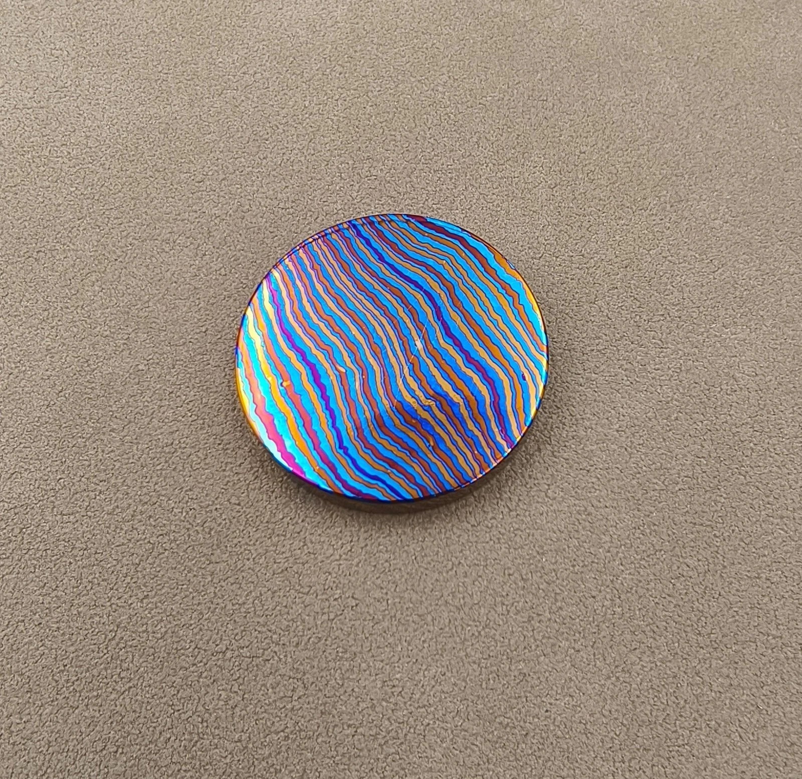 Titanium-Damuscus Timascus Worry Coin OD26-30mm * T1mm - Mokuti 07FC0E-D4 - KOEEK