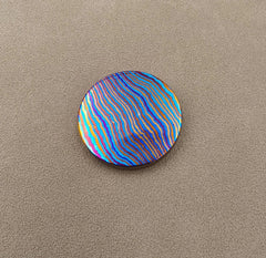 Titanium-Damuscus Timascus Worry Coin OD26-30mm * T1mm - Mokuti 07FC0E-D4 - KOEEK