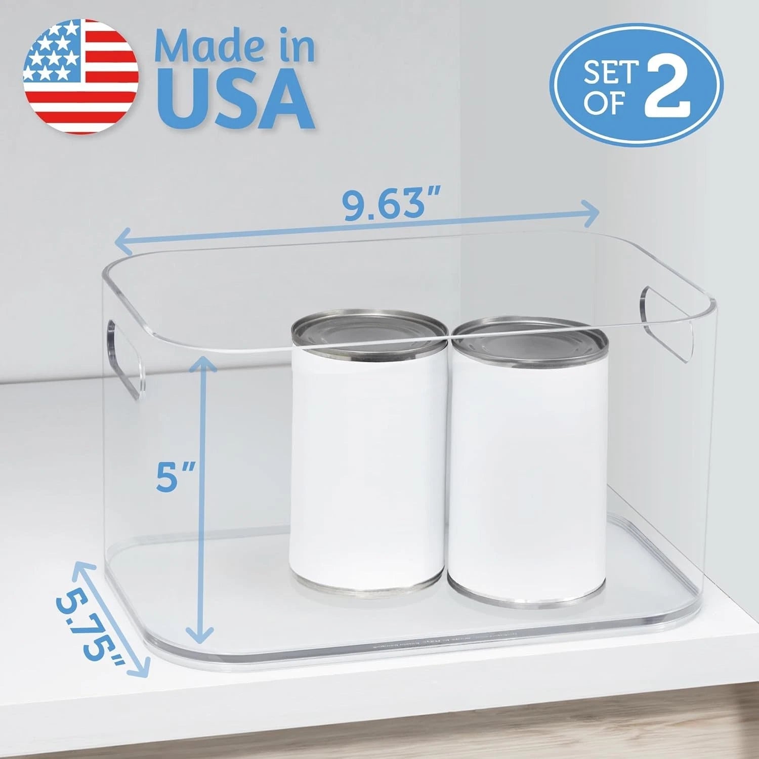 10“ x 6” Clear Open Food Storage Container, 2-Piece Set, with Handles 07FC0E-D4 - KOEEK