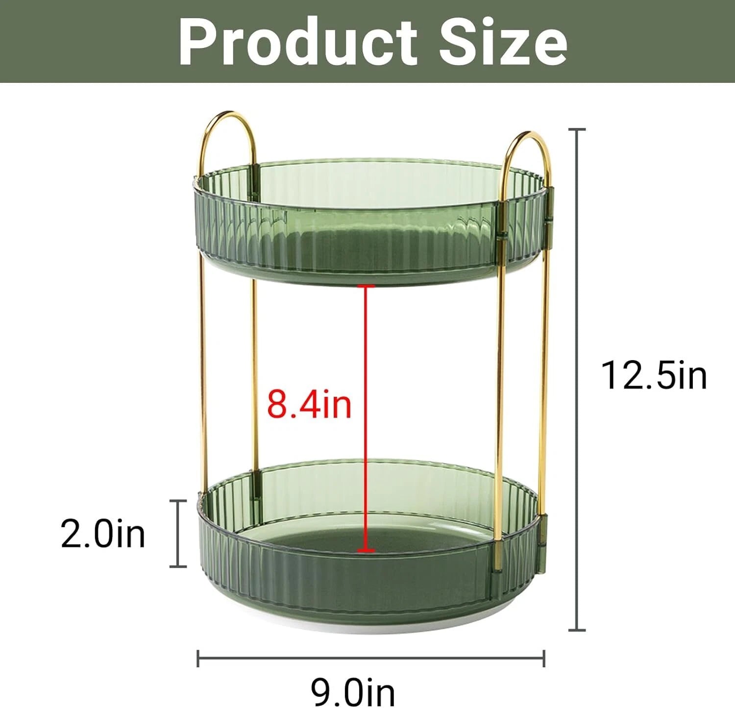 360 Rotating Makeup Organizer,2 Tier Large Capacity Cosmetics Organizers 07FC0E-D4 - KOEEK