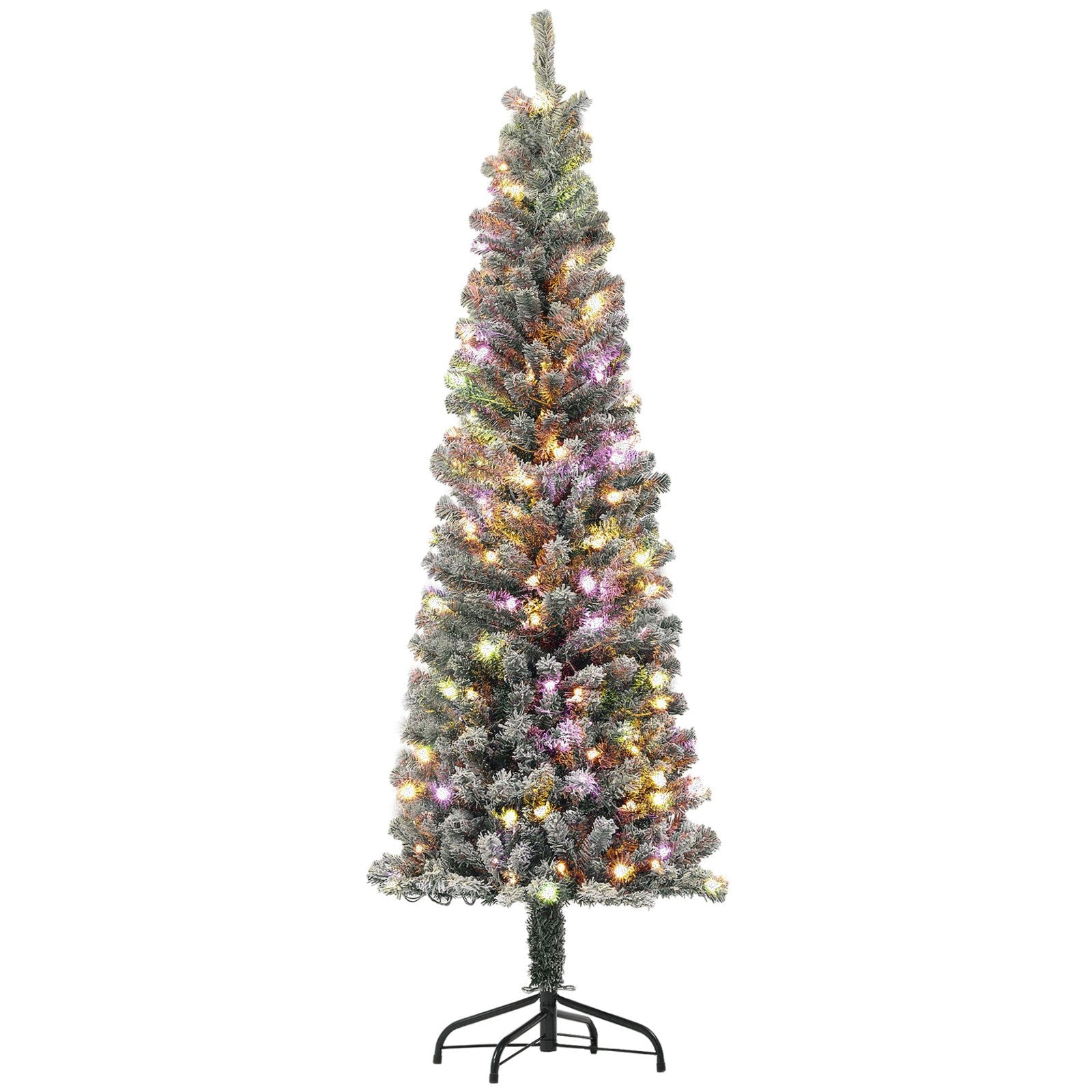 HOMCOM 6 ft Pencil Christmas Tree, Pre-Lit Xmas Tree w/ Dual Color Lights HOMCOM - KOEEK