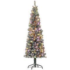 HOMCOM 6 ft Pencil Christmas Tree, Pre-Lit Xmas Tree w/ Dual Color Lights HOMCOM - KOEEK