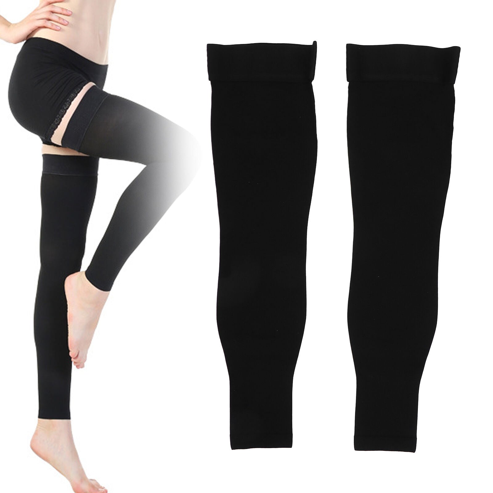 new Thigh High Compression Stockings 2332 MmHg NonSlip Toeless Leg Sleeves (L ) HGF koeek - KOEEK