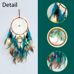 new Dream Catcher Blue Tree of Life with Feathers, Mobile LED Fairy Lights 07FC0E-D4 - KOEEK