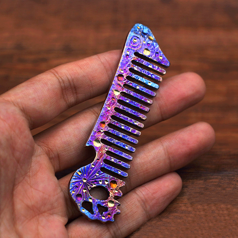 Titanium Comb Anti-static Portable Crowbar Handmade with Bottle Opener EDC Gifts 07FC0E-D4 - KOEEK