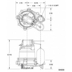 ny Zoeller M53 nedsenkbar sumppumpe, Hp, 1 In F, Vert Float, 34 Gpm Flow