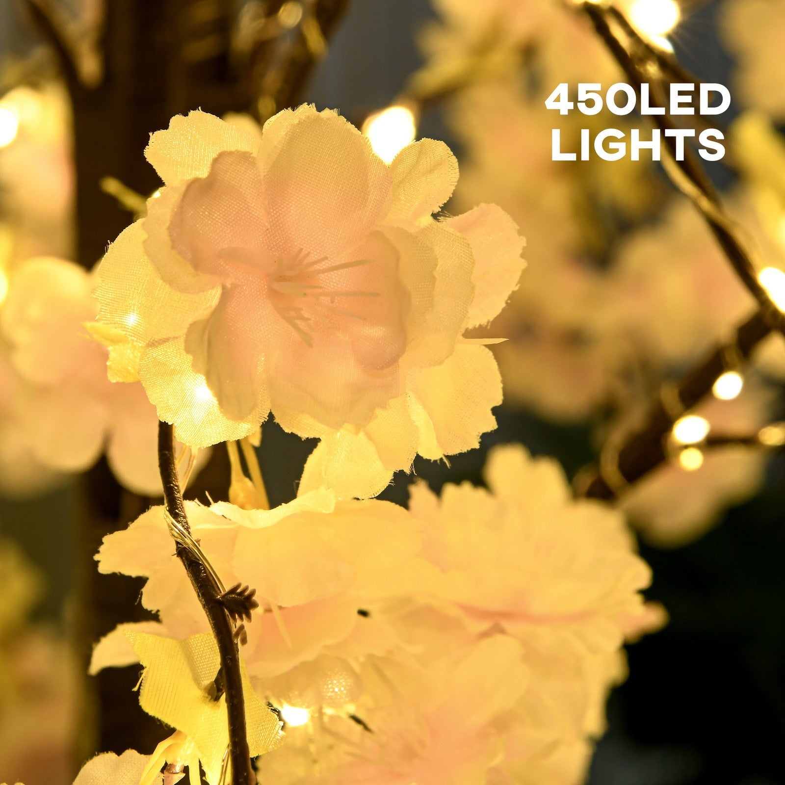 HOMCOM 180cm Cherry Blossom Tree Light with 350 LED Lights Fake Sakura Tree HOMCOM - KOEEK