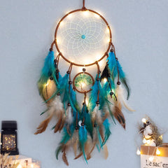 new Dream Catcher Blue Tree of Life with Feathers, Mobile LED Fairy Lights 07FC0E-D4 - KOEEK