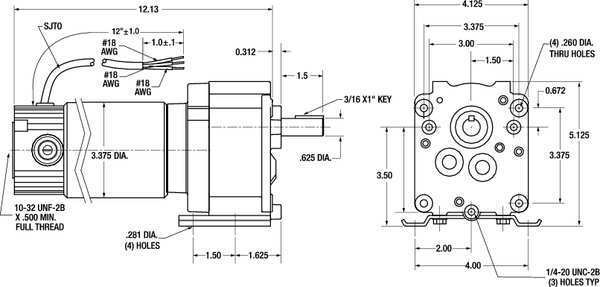 ny Dayton 2H575 Dc girmotor, 160,0 In-Lb Maks. Dreiemoment, 90 Rpm Navneskilt Rpm, 90V