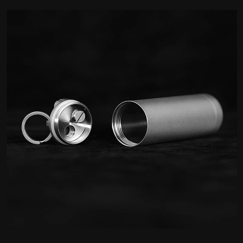 Waterproof Titanium Medication Pill Container Box Bottle Case Keychain Holder 07FC0E-D4 - KOEEK