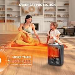 Space Heater, Electric Heater with Thermostat, 3-Segment Heat Setting, Black 07FC0E-D4 - KOEEK