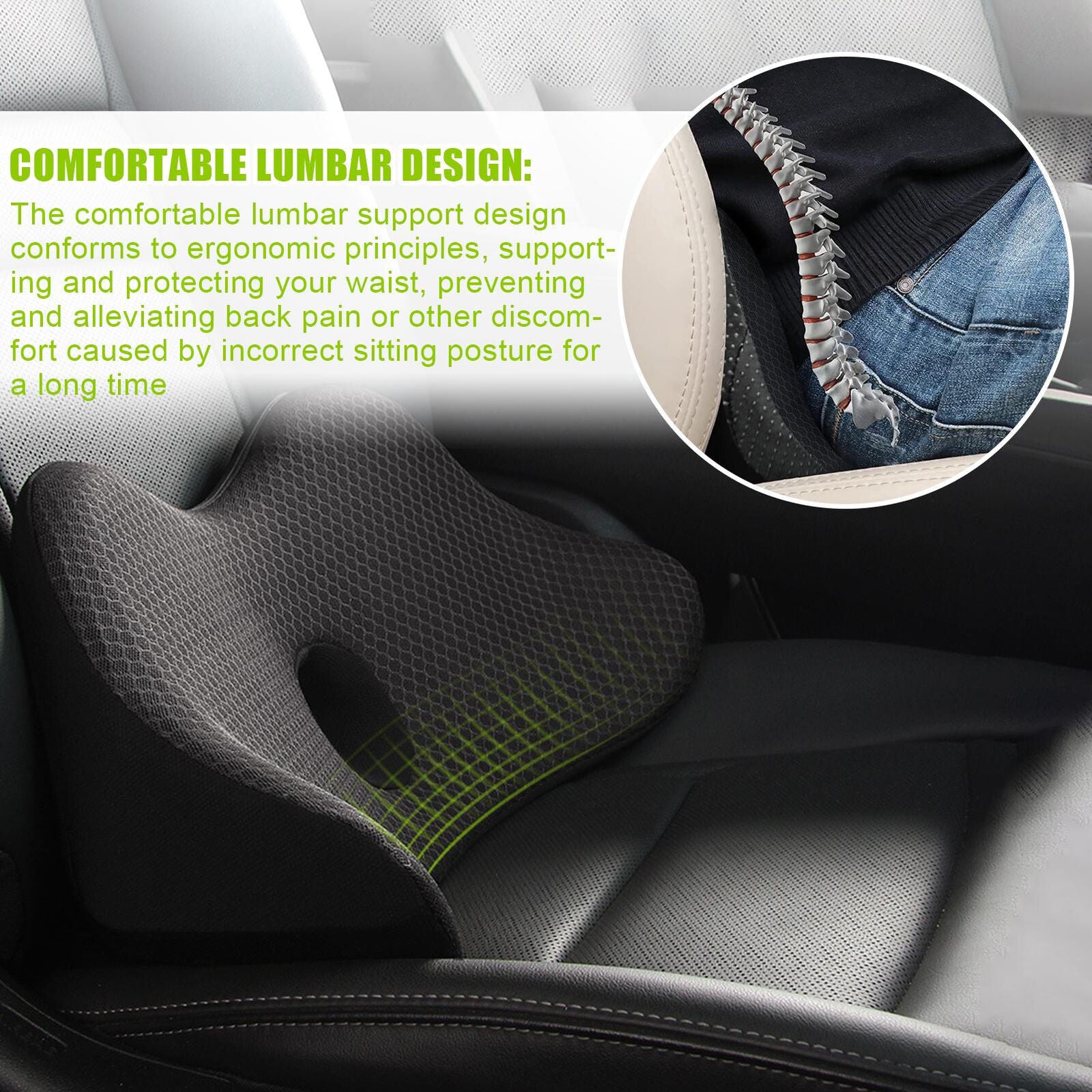 new Driver Seat Cushion for Office Chair and Car Seat - Orthopedic Coccyx Cushion koeek - KOEEK