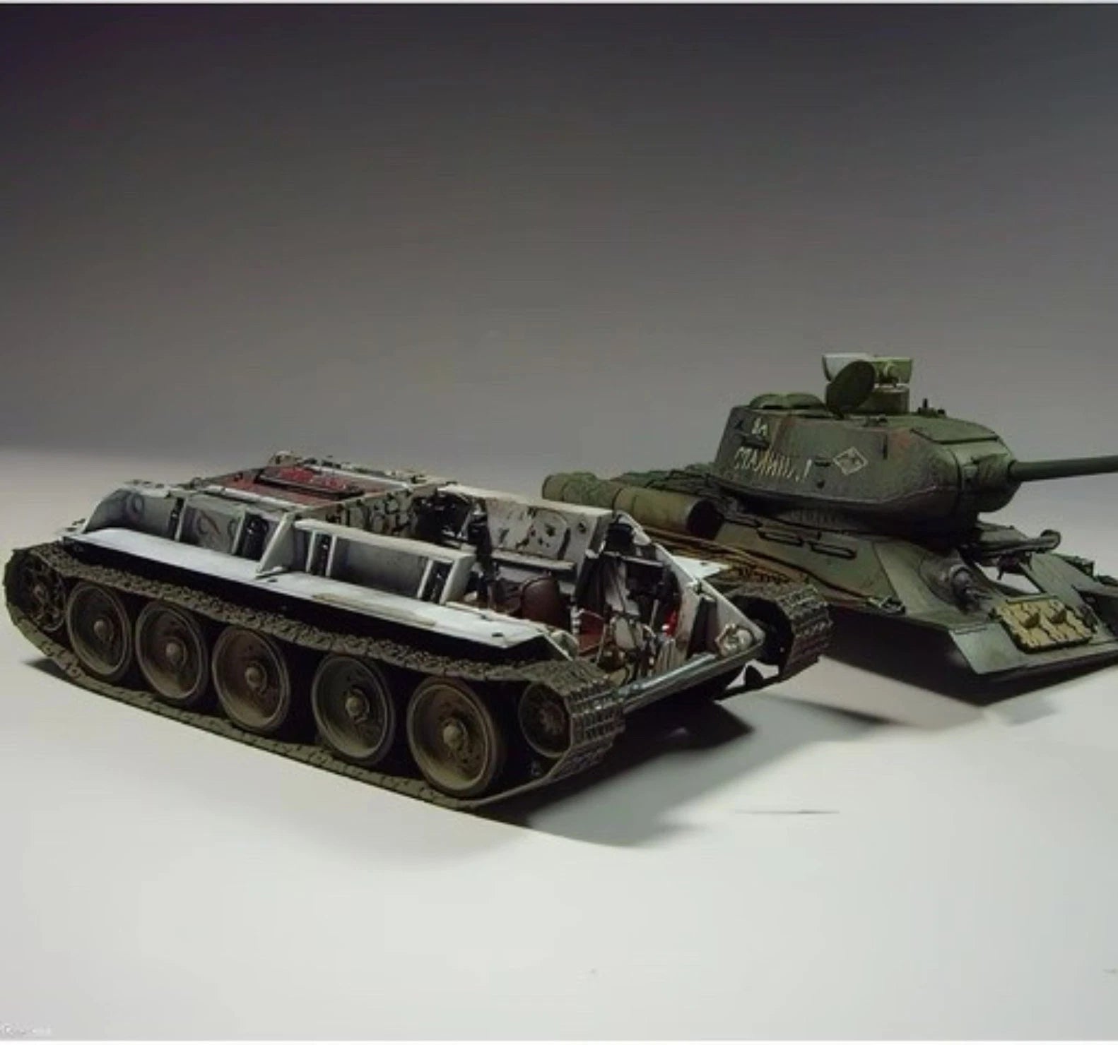 WWII Soviet T34/85 Tank 1:48 Model Full Interior Military Ornament 07FC0E-D4 - KOEEK