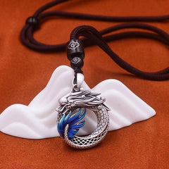 Zodiac Dragon Safe Travel Coin Pendant Necklace Car Hanging Decoration 07FC0E-D4 - KOEEK