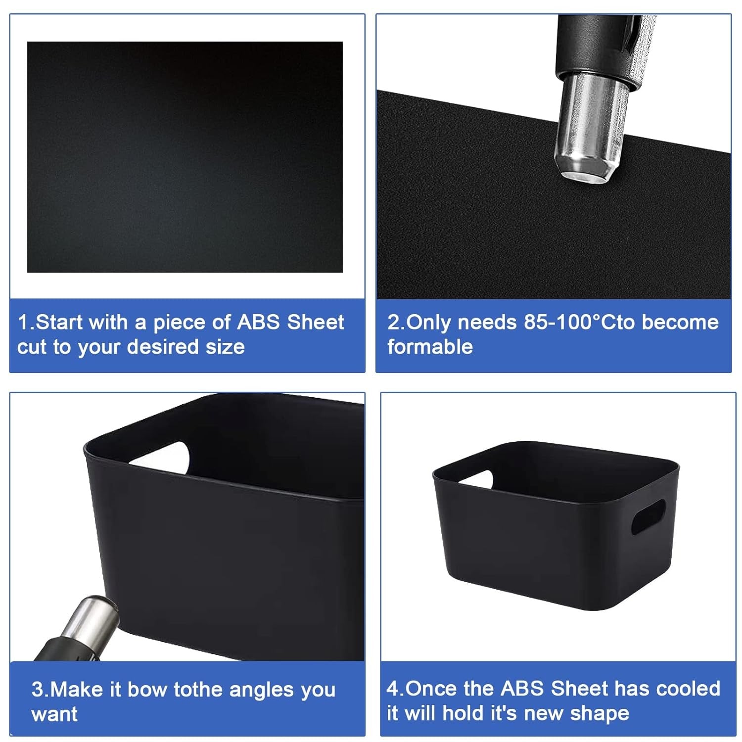 new 10 Pack ABS Plastic Sheet 12" x 16" x 0.06", Moldable Black 07FC0E-D4 - KOEEK