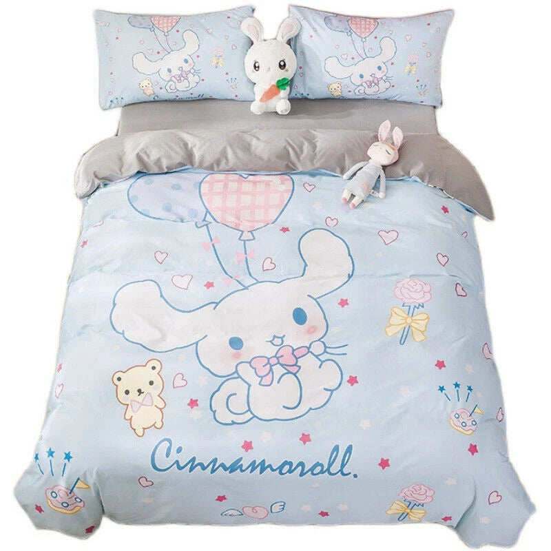 Cinnamoroll Cotton Bedding Set Sheet Quilt Cover Duvet Covers Sheet Pillow Case 07FC0E-D4 - KOEEK